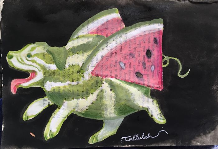 Summer melon Staffy by Tallulah Cunningham